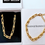 18K Gold Chain Necklace Bracelet Set, Best Trending Gold Chain Necklace Bracelet Set Gift for Women, Lady, Mother, Wife, Mason & Madison Co.
