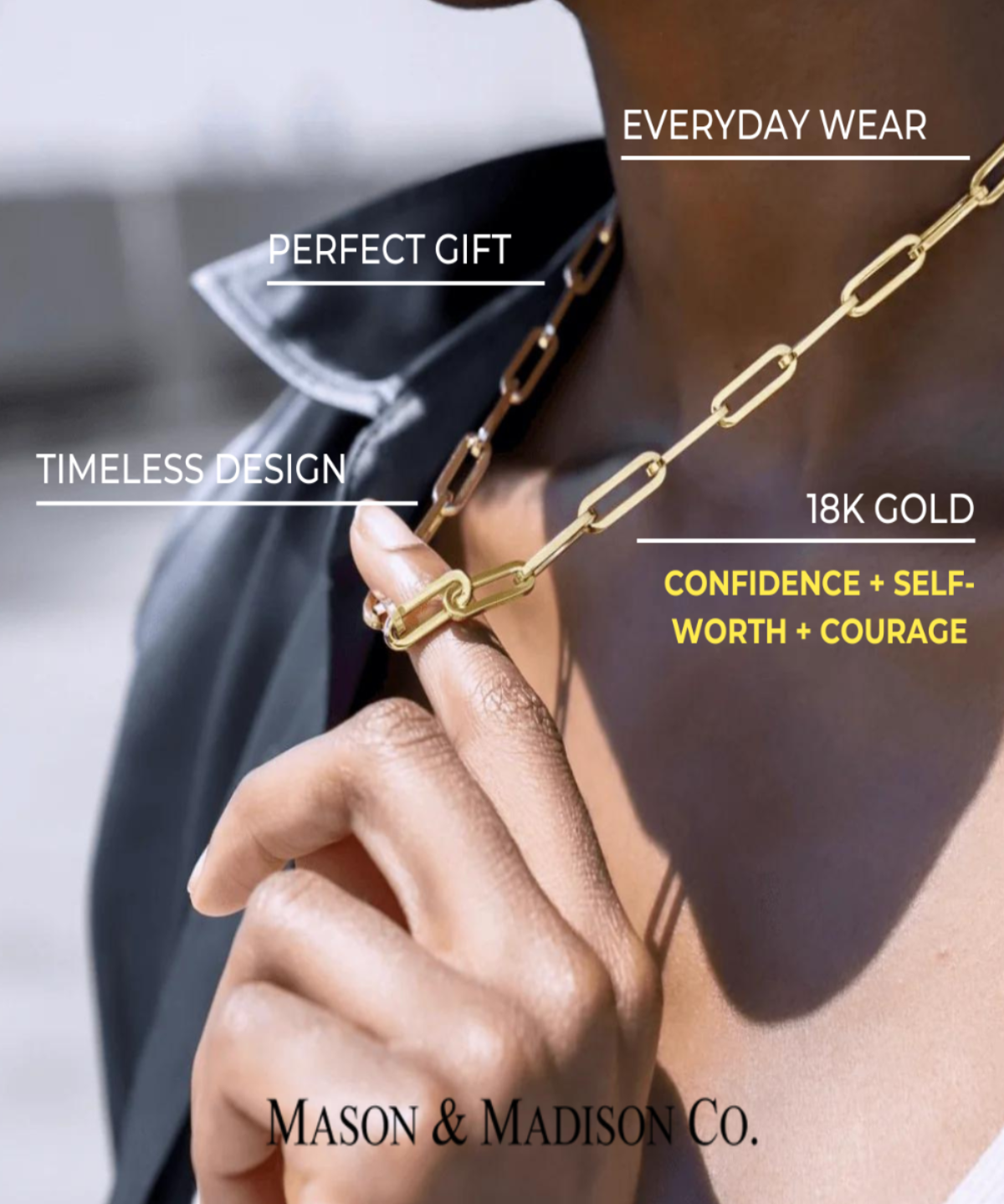 18K Gold Chain Necklace, Best Trending Gold Chain Necklace Gift for Women, Lady, Mother, Wife, Mason & Madison Co.