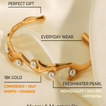 18K Pearl Cuff Bracelet Women’s Best Trending Gift for Lady Girl Mother Wife,Birthday Travel Vacation Bridal Wedding Party Daily Office Work School,Spring Summer Fall Winter Holiday Sale,Mason & Madison Co.