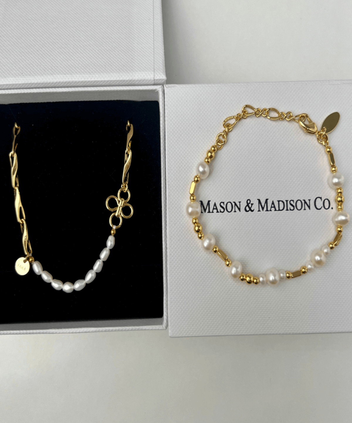 18K Pearl Necklace Bracelet, Best Trending Pearl Necklace Bracelet Gift for Women, Lady, Mother, Wife, Mason & Madison Co.