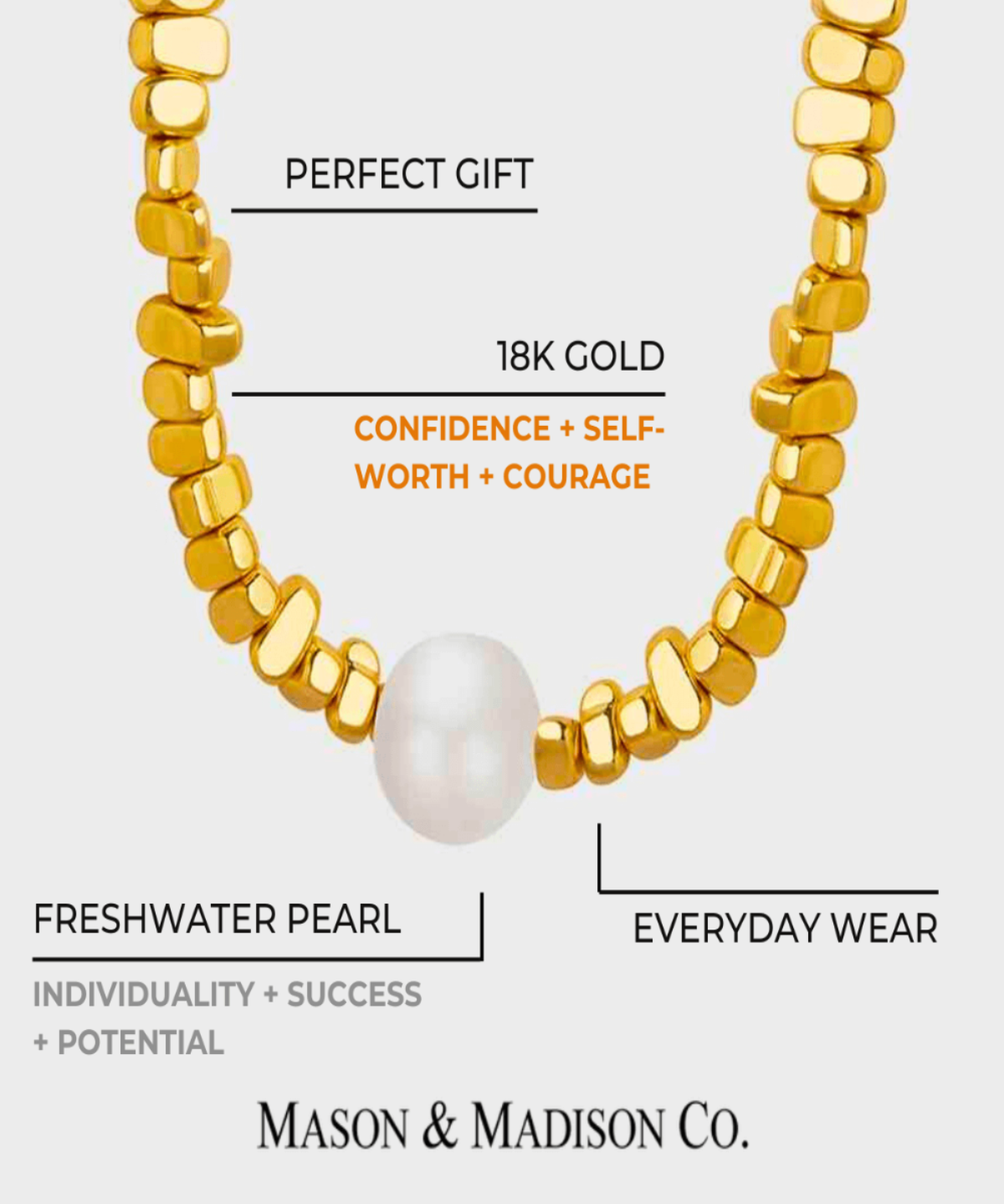 18K Gold Necklace Women’s Best Trending Gift for Lady Girl Mother Wife,Birthday Travel Vacation Bridal Wedding Party Daily Office Work School,Spring Summer Fall Winter Holiday Sale,Mason & Madison Co.