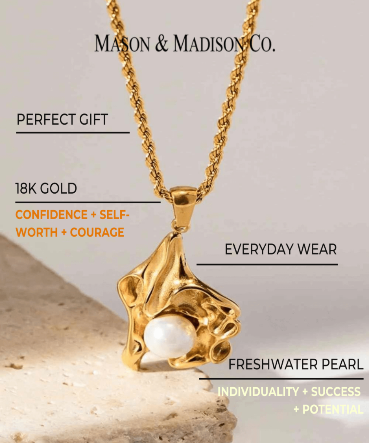 18K Gold Pendant Necklace Women’s Best Trending Gift for Lady Girl Mother Wife,Birthday Travel Vacation Bridal Wedding Party Daily Office Work School,Spring Summer Fall Winter Holiday Sale,Mason & Madison Co.