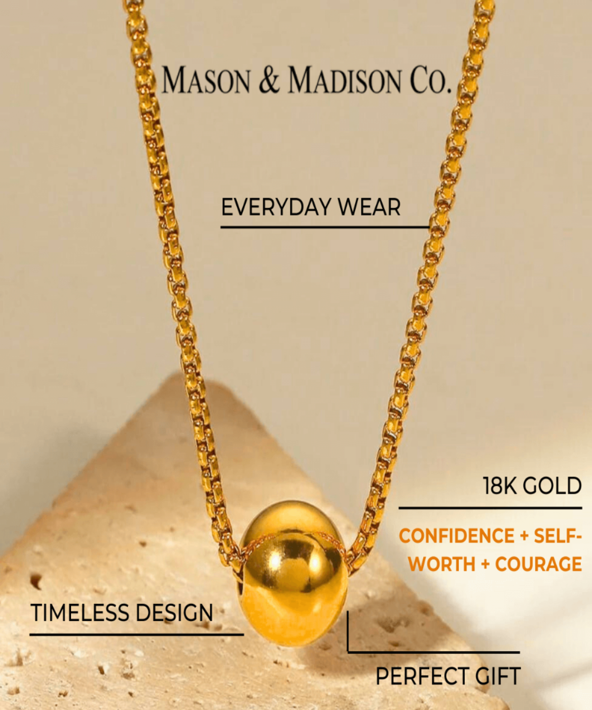 18K Gold Pendant Necklace Women’s Best Trending Gift for Lady Girl Mother Wife,Birthday Travel Vacation Bridal Wedding Party Daily Office Work School,Spring Summer Fall Winter Holiday Sale,Mason & Madison Co.