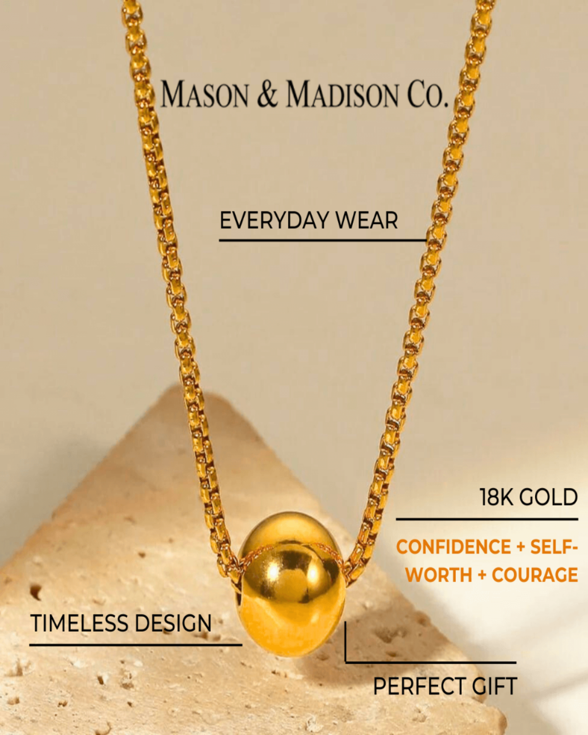 18K Gold Pendant Necklace Women’s Best Trending Gift for Lady Girl Mother Wife,Birthday Travel Vacation Bridal Wedding Party Daily Office Work School,Spring Summer Fall Winter Holiday Sale,Mason & Madison Co.