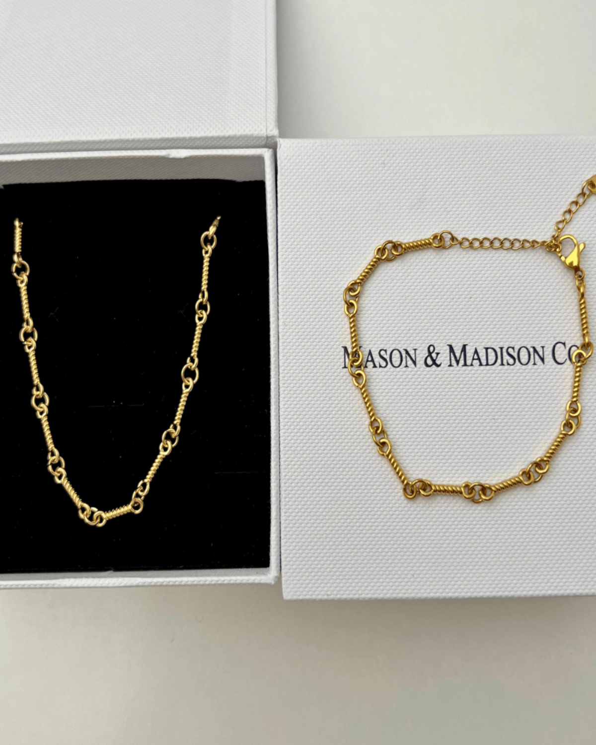 Mason & Madison 18K Yellow Gold Rope Link Chain Necklace Bracelet Set ...