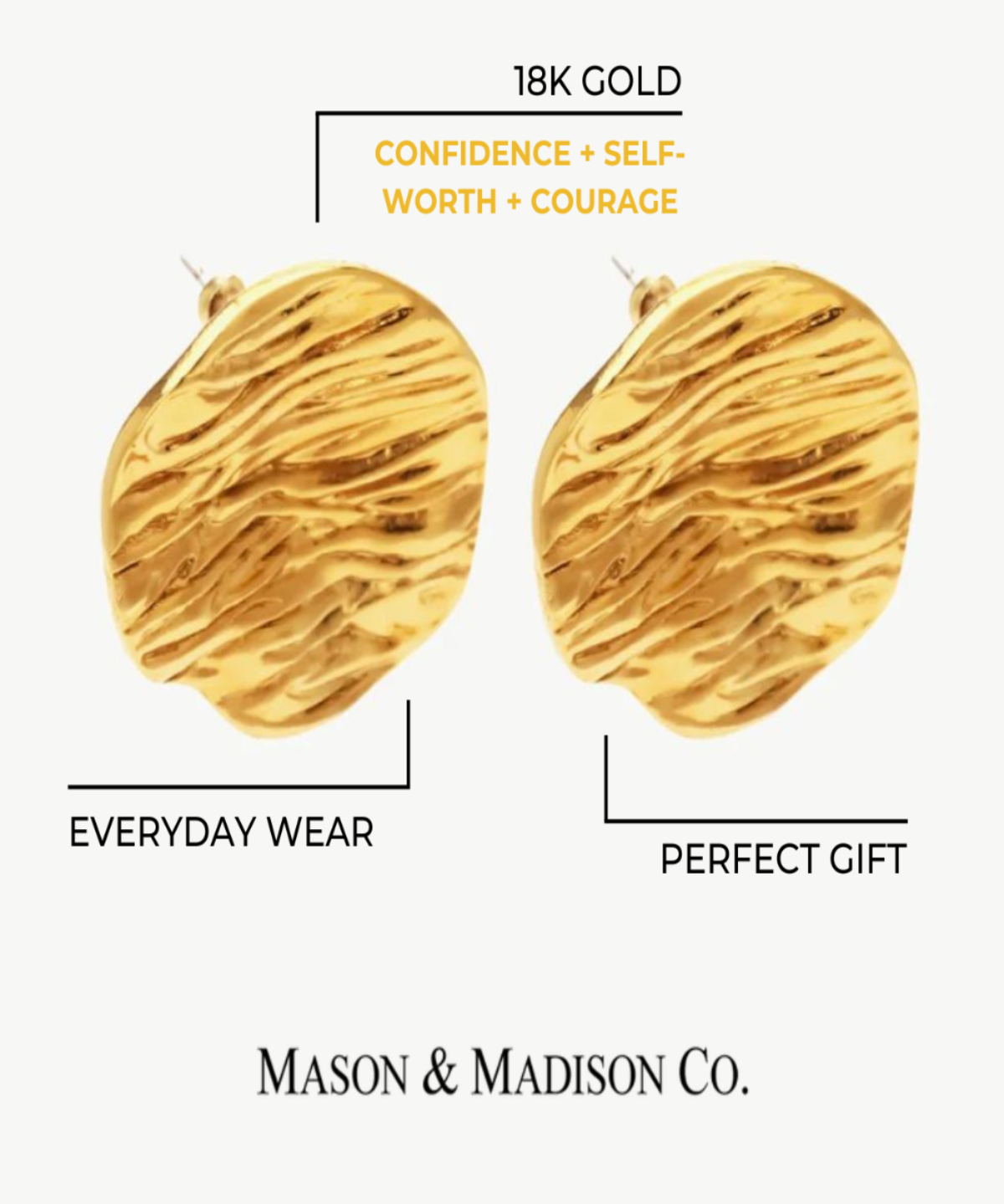 18K Gold Stud Earrings Women’s Best Trending Gift for Lady Girl Mother Wife,Birthday Travel Vacation Bridal Wedding Party Daily Office Work School,Spring Summer Fall Winter Holiday Sale,Mason & Madison Co.