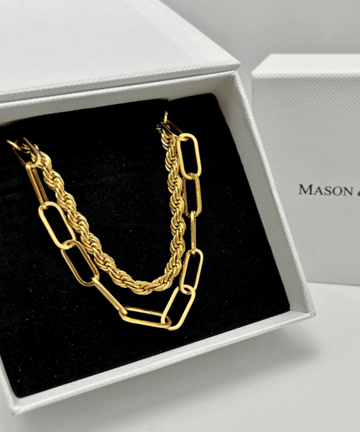 18K Layered Gold Chain Necklace, Best Trending Layered Gold Chain Necklace Gift for Women, Lady, Mother, Wife, Mason & Madison Co.