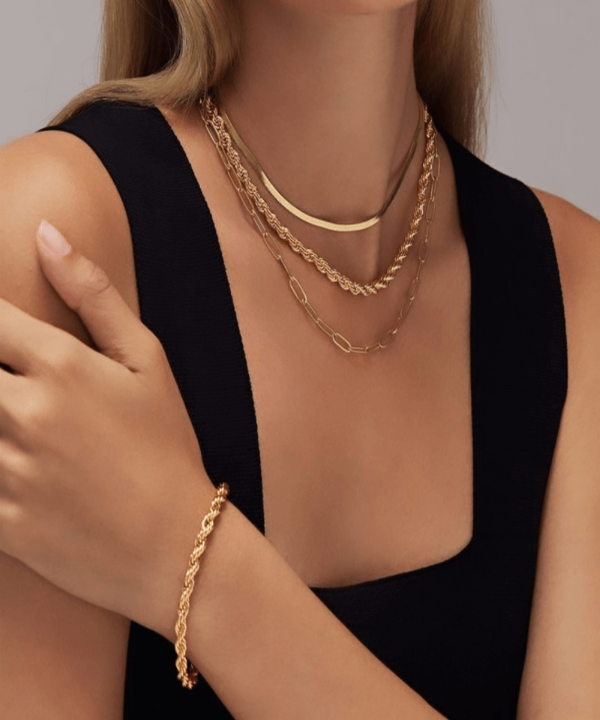 18K Layered Gold Chain Necklace, Best Trending Layered Gold Chain Necklace Gift for Women, Lady, Mother, Wife, Mason & Madison Co.