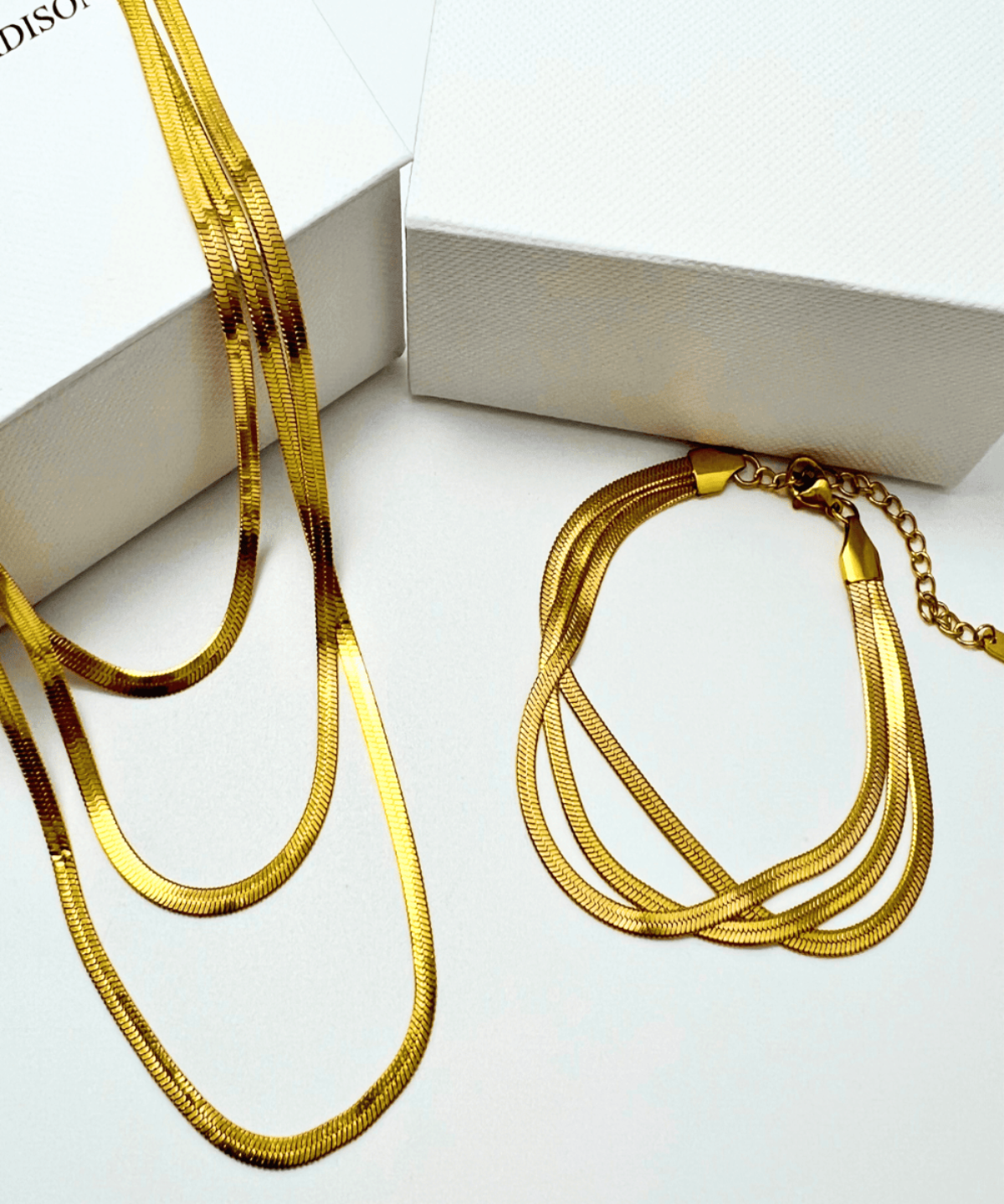 18K Layered Gold Chain Necklace Bracelet Set, Best Trending Trendy Layered Gold Chain Necklace Bracelet Set Gift for Women, Lady, Mother, Wife. 