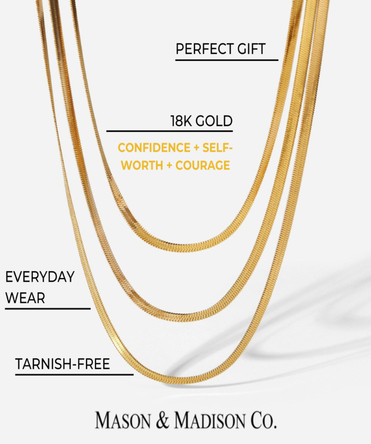 18K Best Trending Gold Layered Chain Necklace Gift on Sale for Women, Lady, Mother, Wife