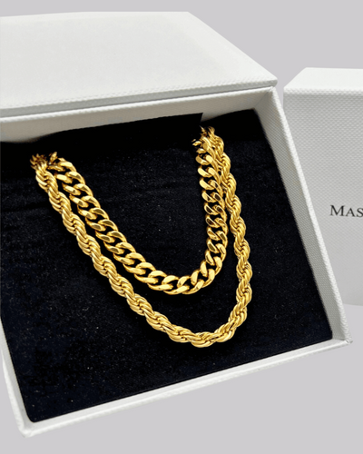 Mason & Madison Co. 18K Gold Cable Chain + Rope Chain Necklace Stack Bundle