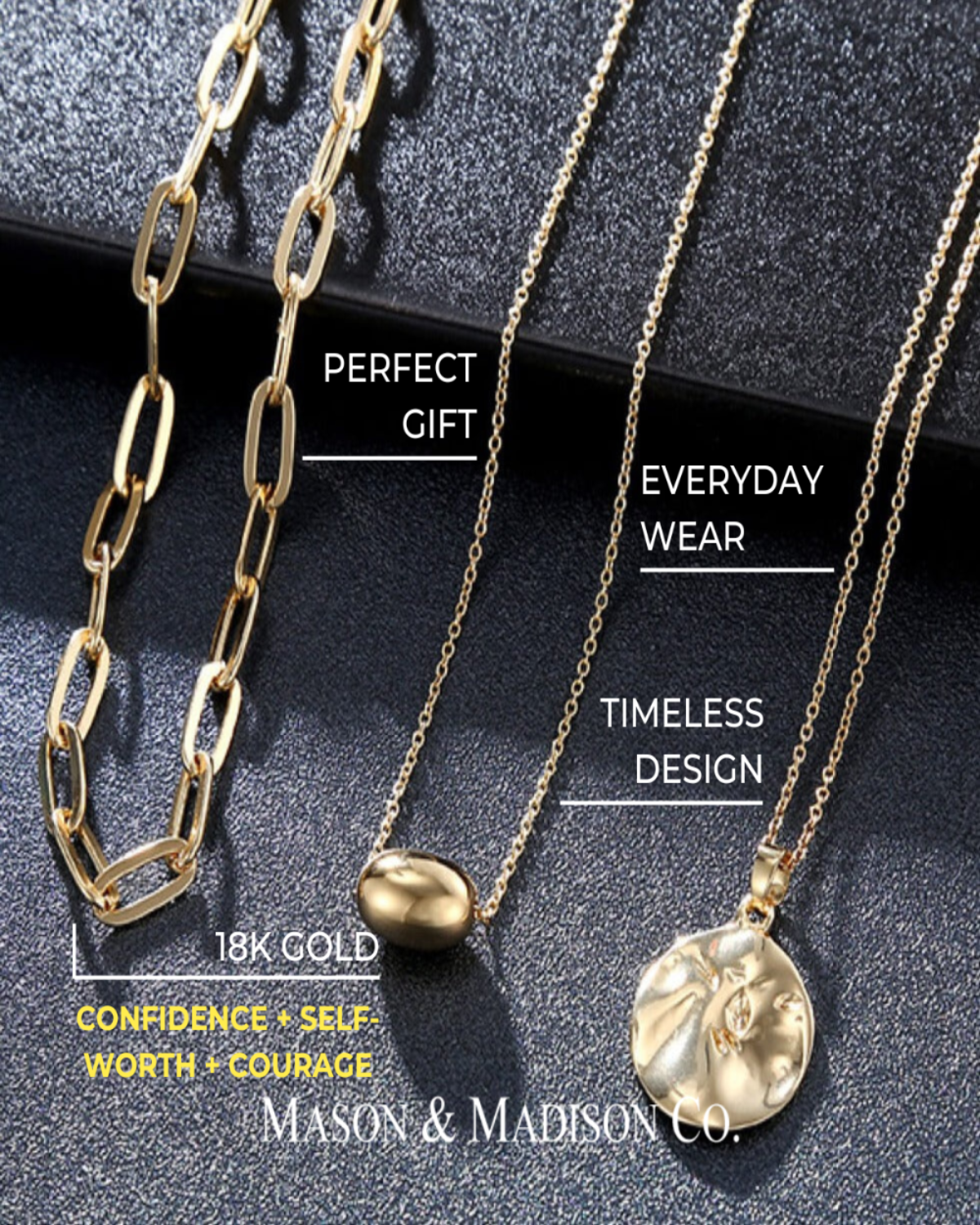 18K Layered Gold Necklace Women’s Best Trending Gift for Lady Girl Mother Wife,Birthday Travel Vacation Bridal Wedding Party Daily Office Work School,Spring Summer Fall Winter Holiday Sale,Mason & Madison Co.