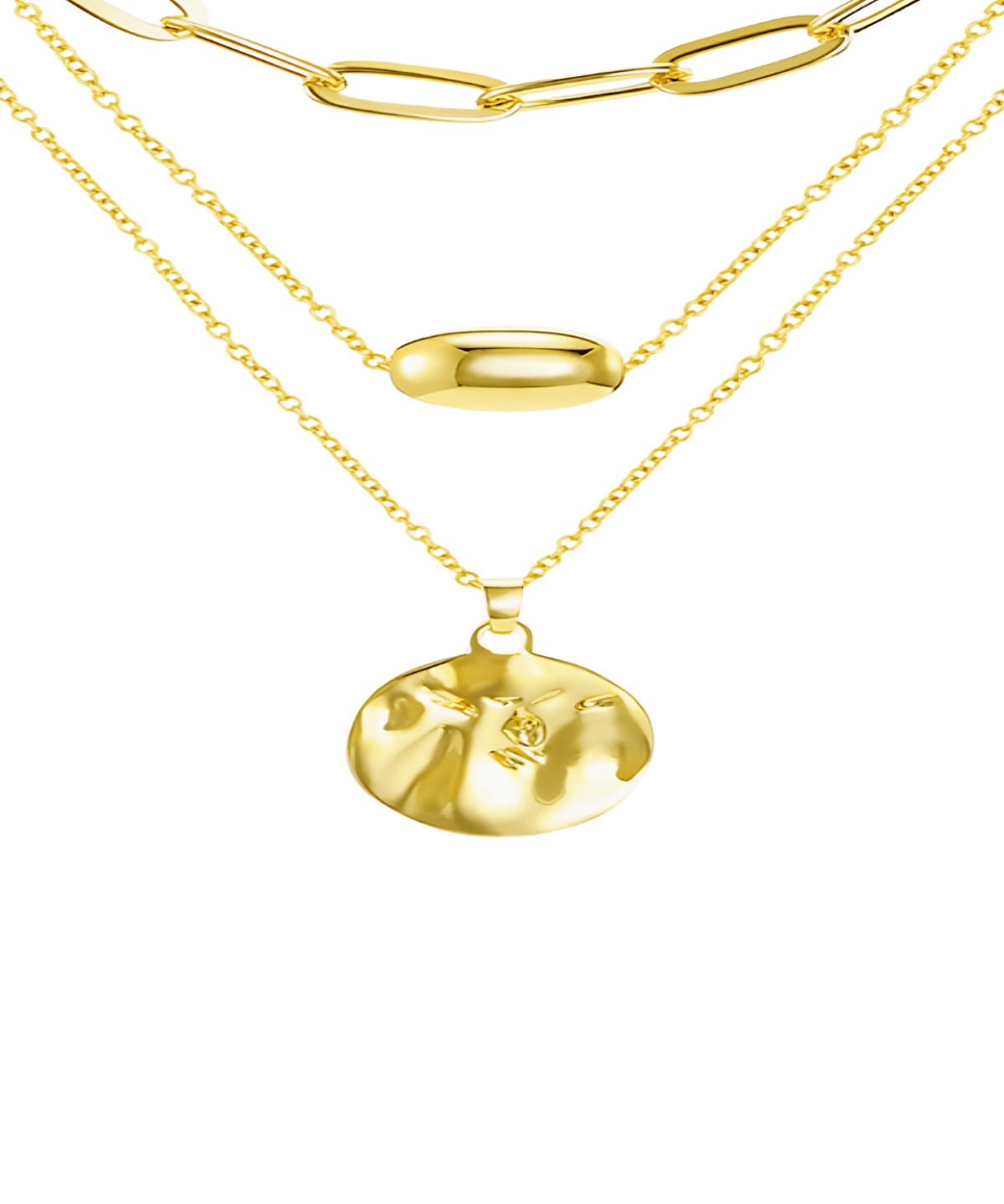 18K Layered Gold Necklace, Best Trending Trendy Layered Gold Necklace Gift for Women, Lady, Mother, Wife.