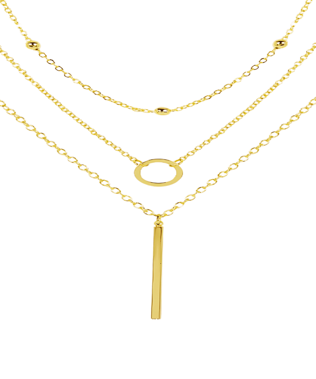 18K Layered Gold Necklace, Best Trending Trendy Layered Gold Necklace Gift for Women, Lady, Mother, Wife. 
