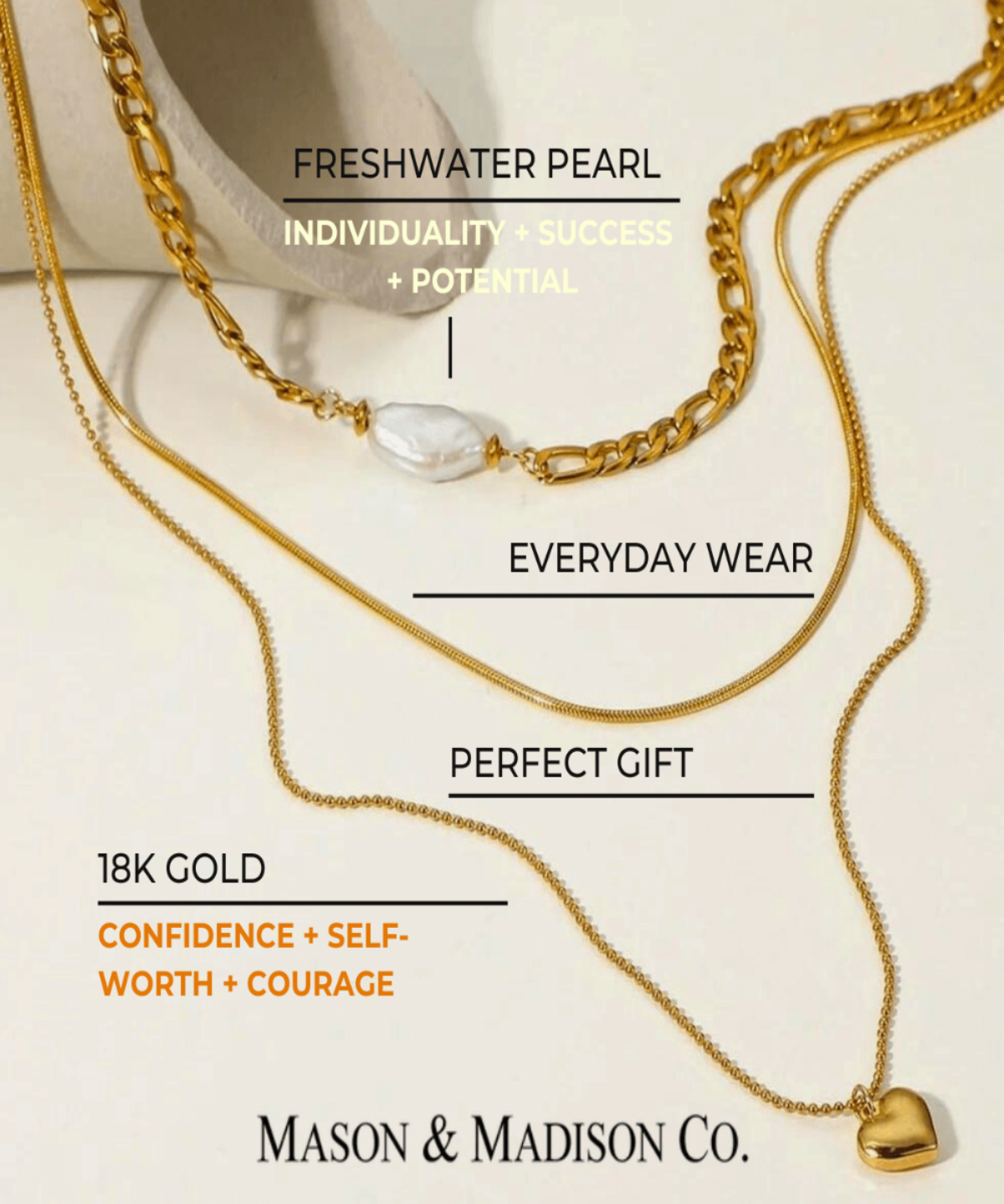 18K Layered Gold Necklace, Best Trending Trendy Layered Gold Necklace Gift for Women, Lady, Mother, Wife.