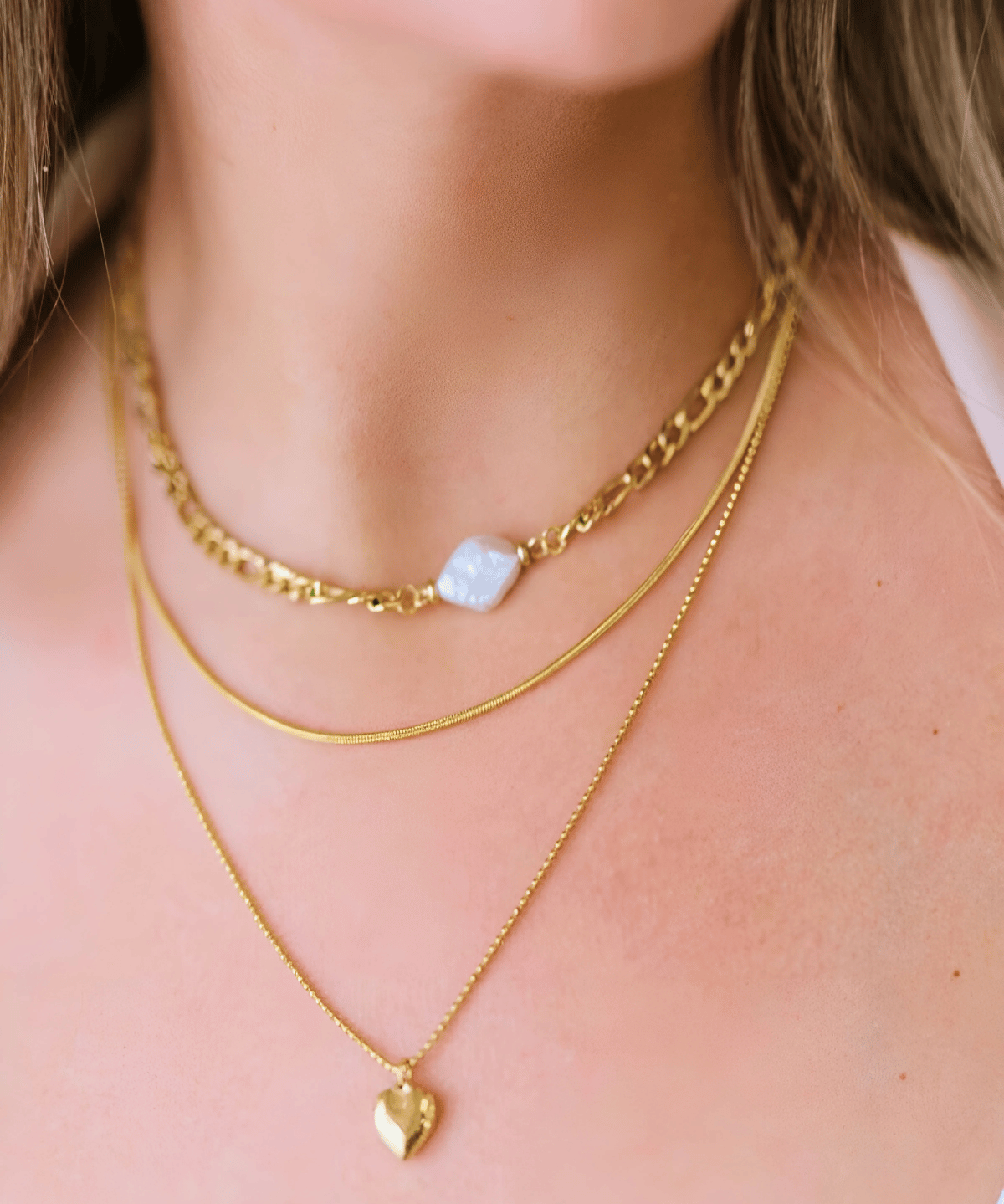 18K Layered Gold Necklace, Best Trending Trendy Layered Gold Necklace Gift for Women, Lady, Mother, Wife.