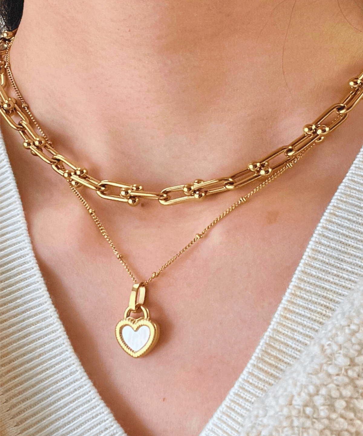 18K Best Trending Layered Gold Necklace Set Gift on Sale for Women, Lady, Mother, Wife