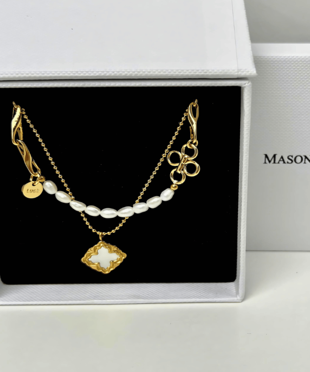 18K Layered Pearl Necklace Set, Best Trending Layered Pearl Necklace Set Gift for Women, Lady, Mother, Wife, Mason & Madison Co.