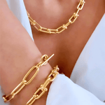 18K Gold Chain Necklace Bracelet Set, Best Trending Gold Chain Necklace Bracelet Set Gift for Women, Lady, Mother, Wife, Mason & Madison Co.