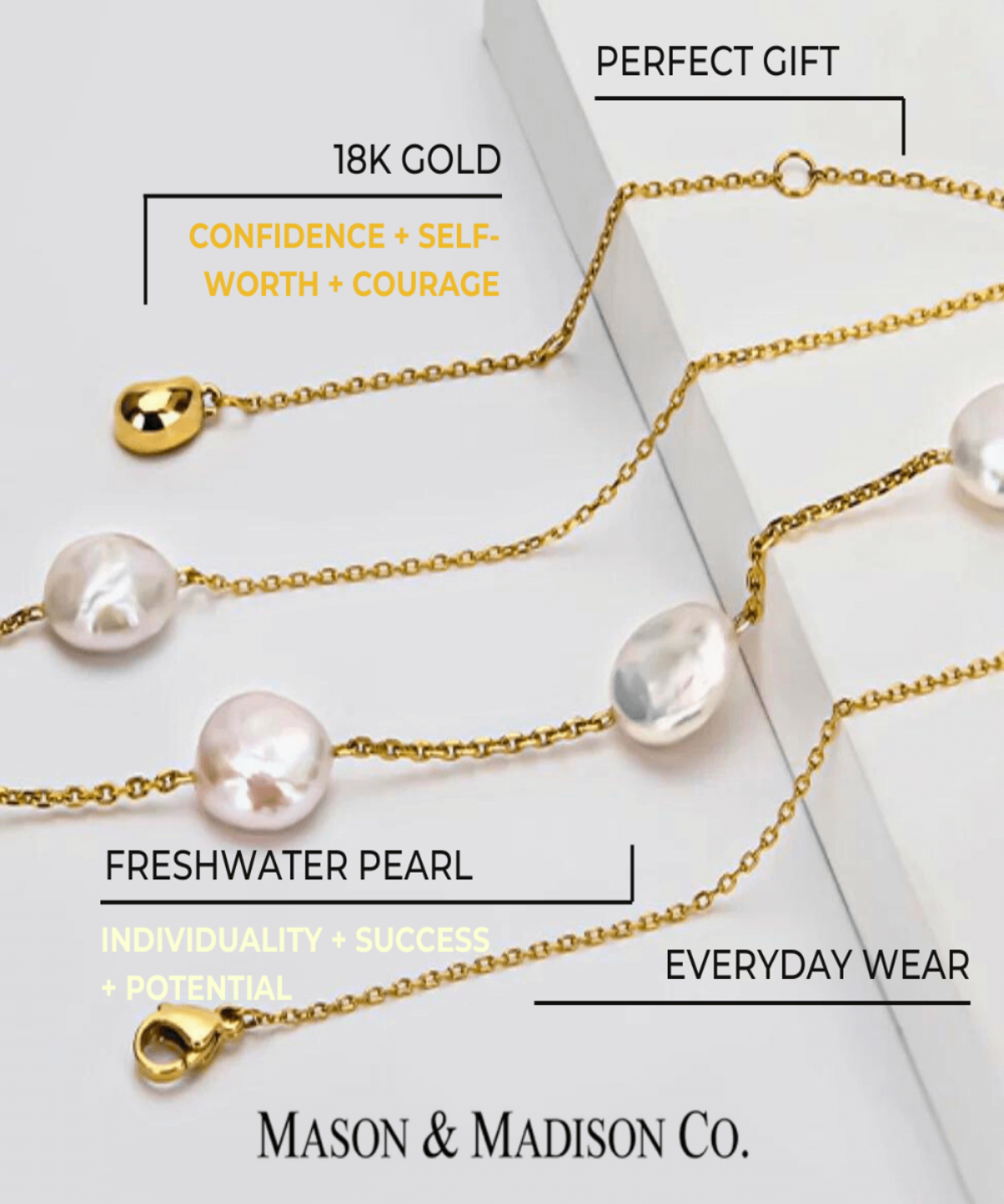 18K Pearl Necklace Women’s Best Trending Gift for Lady Girl Mother Wife,Birthday Travel Vacation Bridal Wedding Party Daily Office Work School,Spring Summer Fall Winter Holiday Sale,Mason & Madison Co.
