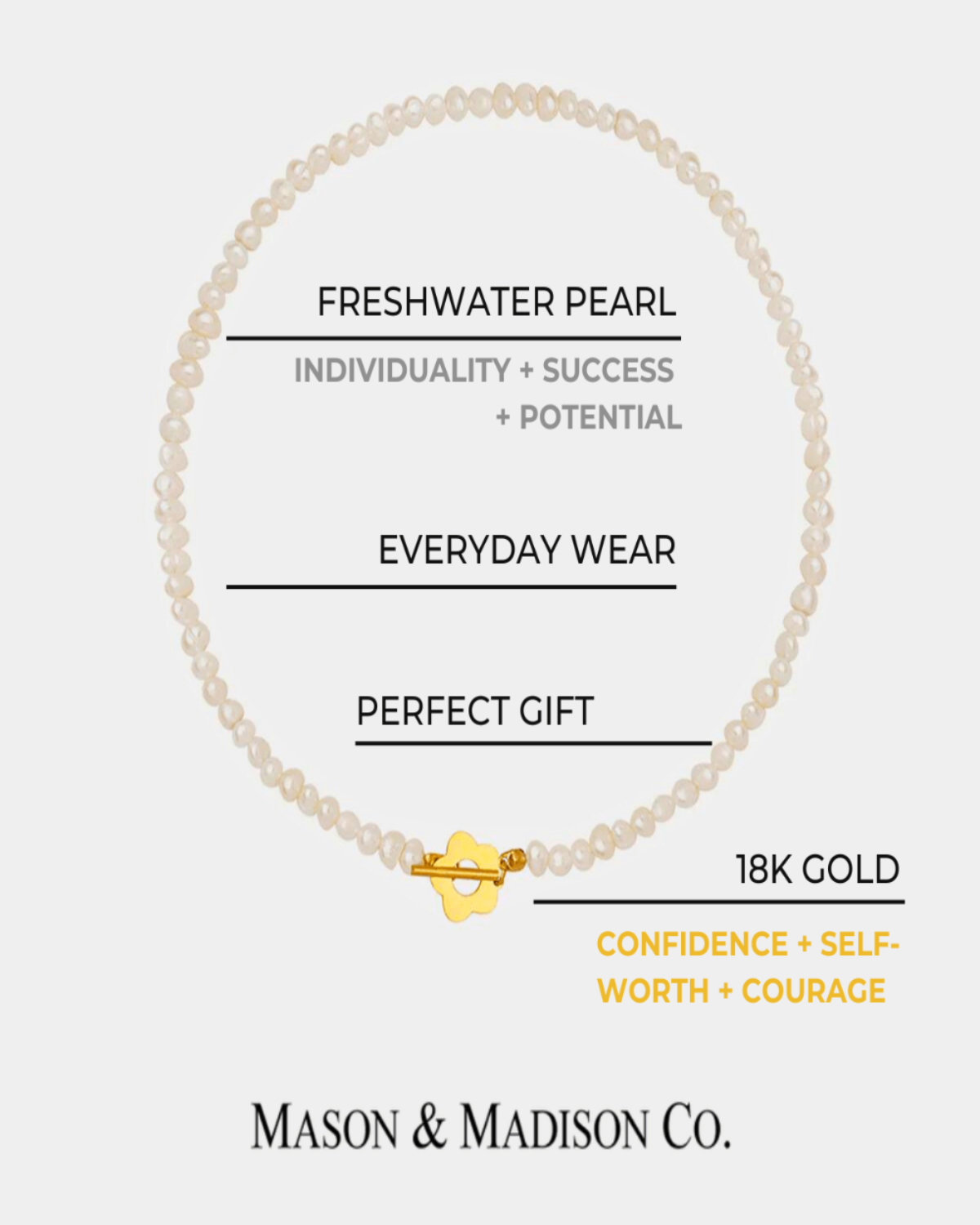 18K Pearl Necklace Women’s Best Trending Gift for Lady Girl Mother Wife,Birthday Travel Vacation Bridal Wedding Party Daily Office Work School,Spring Summer Fall Winter Holiday Sale,Mason & Madison Co.