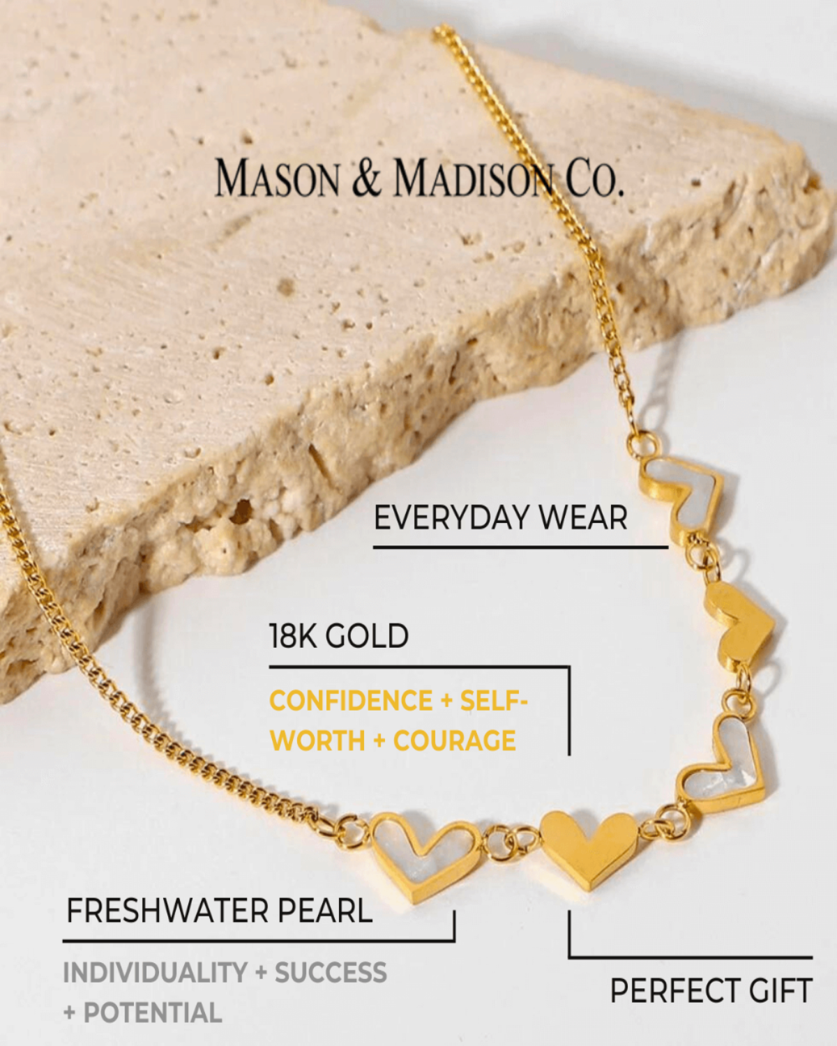 18K Pearl Necklace Women’s Best Trending Gift for Lady Girl Mother Wife,Birthday Travel Vacation Bridal Wedding Party Daily Office Work School,Spring Summer Fall Winter Holiday Sale,Mason & Madison Co.