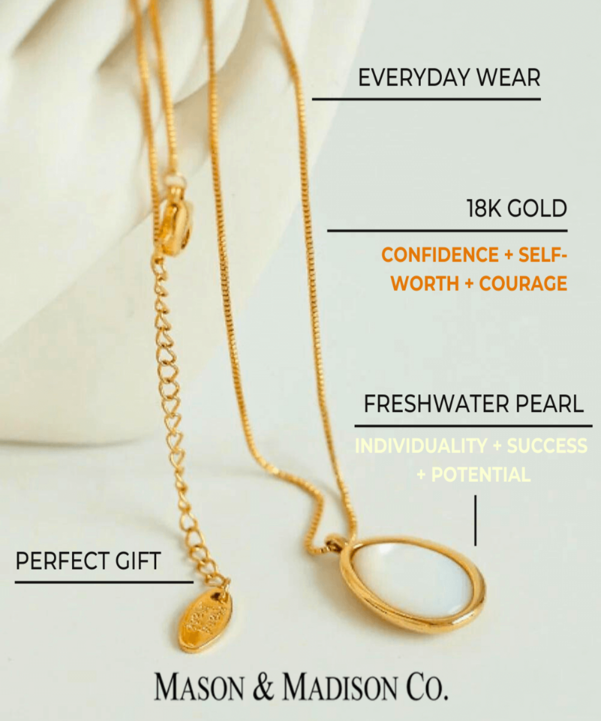 18K Pearl Pendant Necklace Women’s Best Trending Gift for Lady Girl Mother Wife,Birthday Travel Vacation Bridal Wedding Party Daily Office Work School,Spring Summer Fall Winter Holiday Sale,Mason & Madison Co.