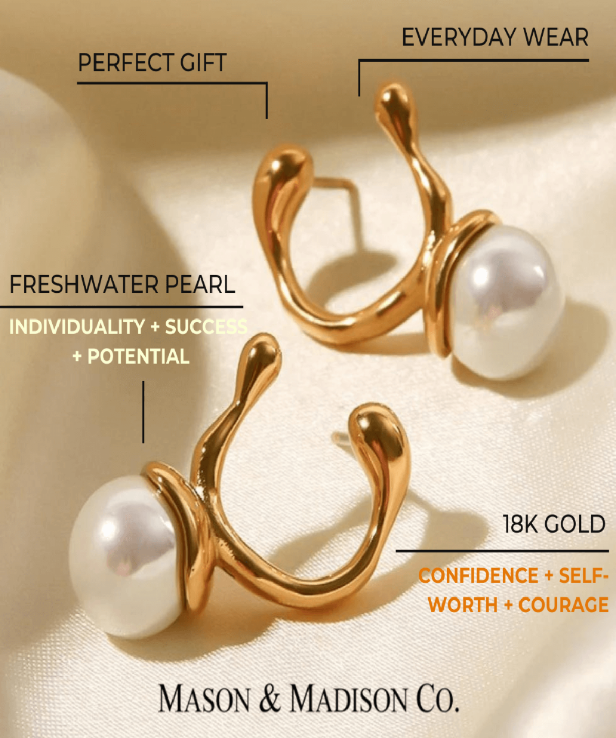 18K Pearl Stud Earrings Women’s Best Trending Gift for Lady Girl Mother Wife,Birthday Travel Vacation Bridal Wedding Party Daily Office Work School,Spring Summer Fall Winter Holiday Sale,Mason & Madison Co.