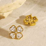 18K Diamond Gold Clover Stud Earrings Women’s Best Trending Gift for Lady Girl Mother Wife,Birthday Travel Vacation Bridal Wedding Party Daily Office Work School,Spring Summer Fall Winter Holiday Sale,Mason & Madison Co.