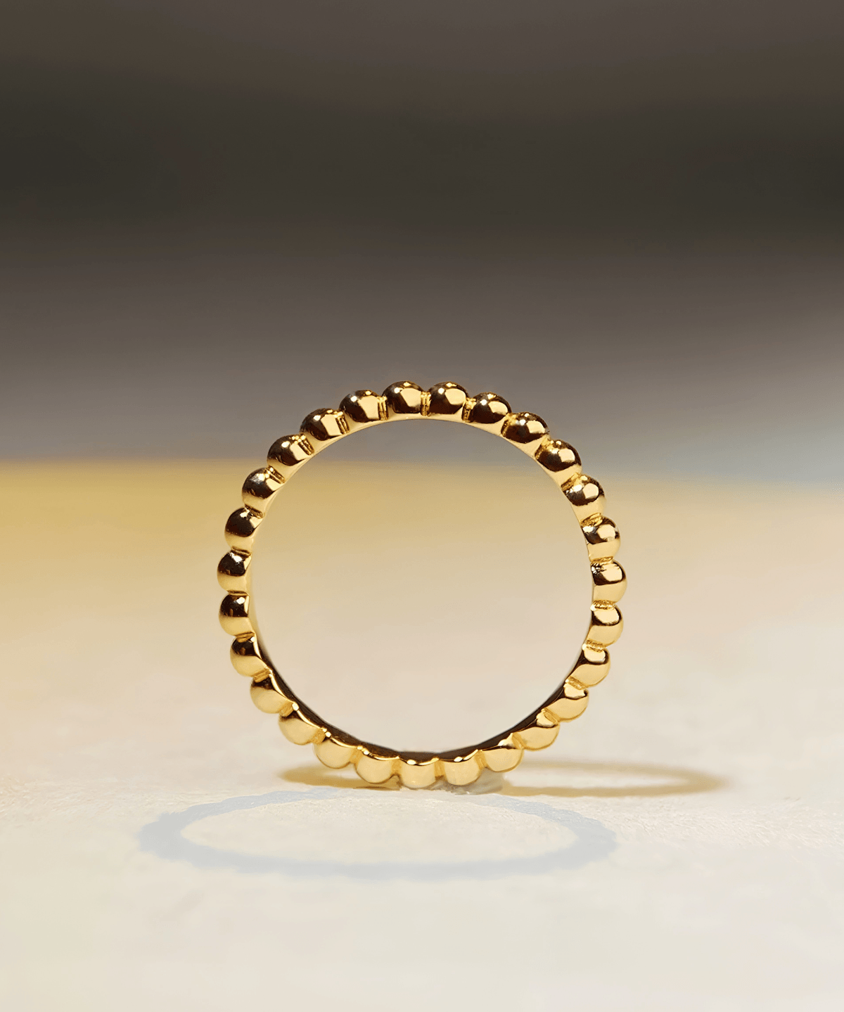 18K Gold Bead Ring 18k Women's | Tarnish-Free, Waterproof, Hypoallergenic, Sustainable, High Quality 