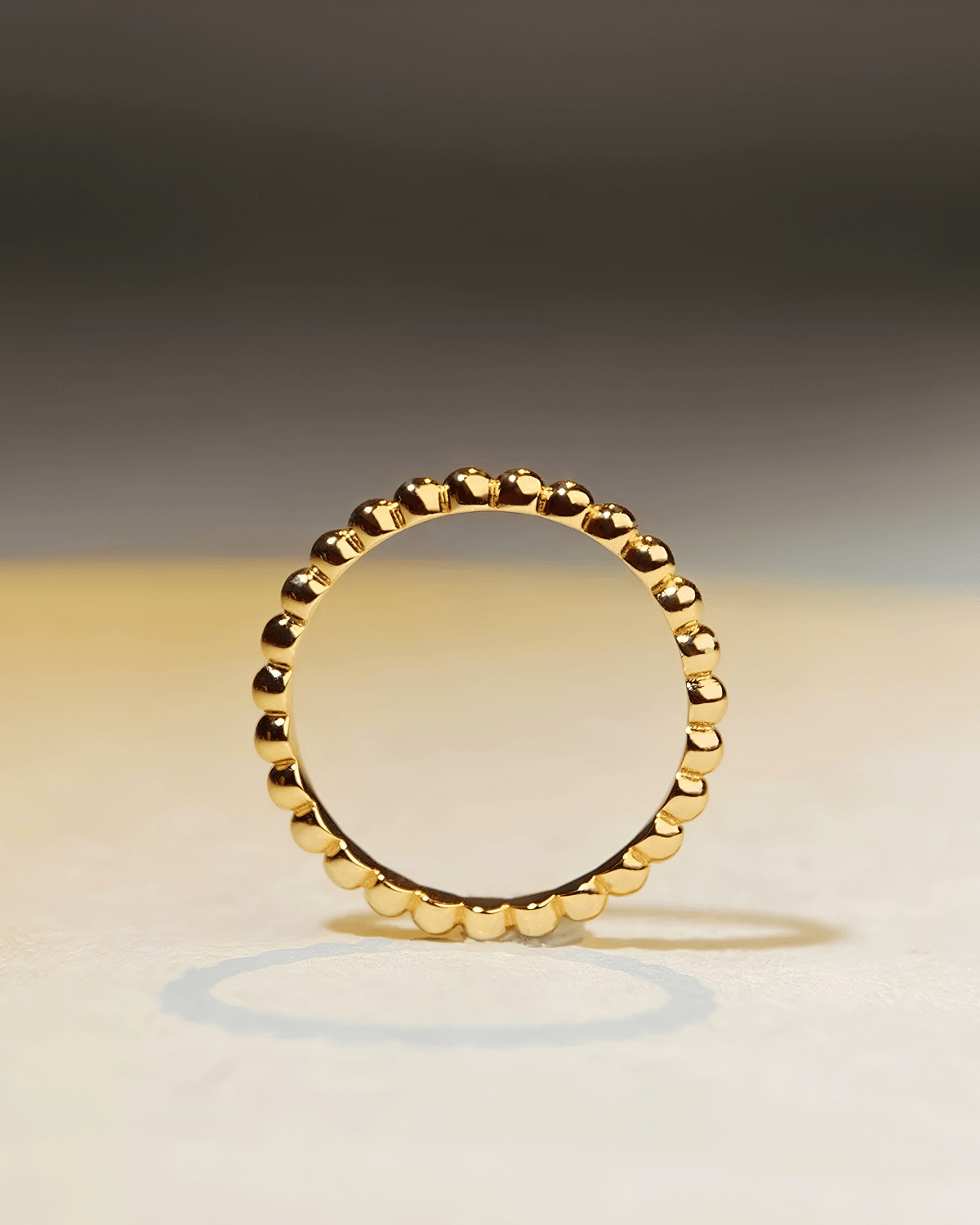 18K Gold Bead Ring 18k Women's | Tarnish-Free, Waterproof, Hypoallergenic, Sustainable, High Quality 