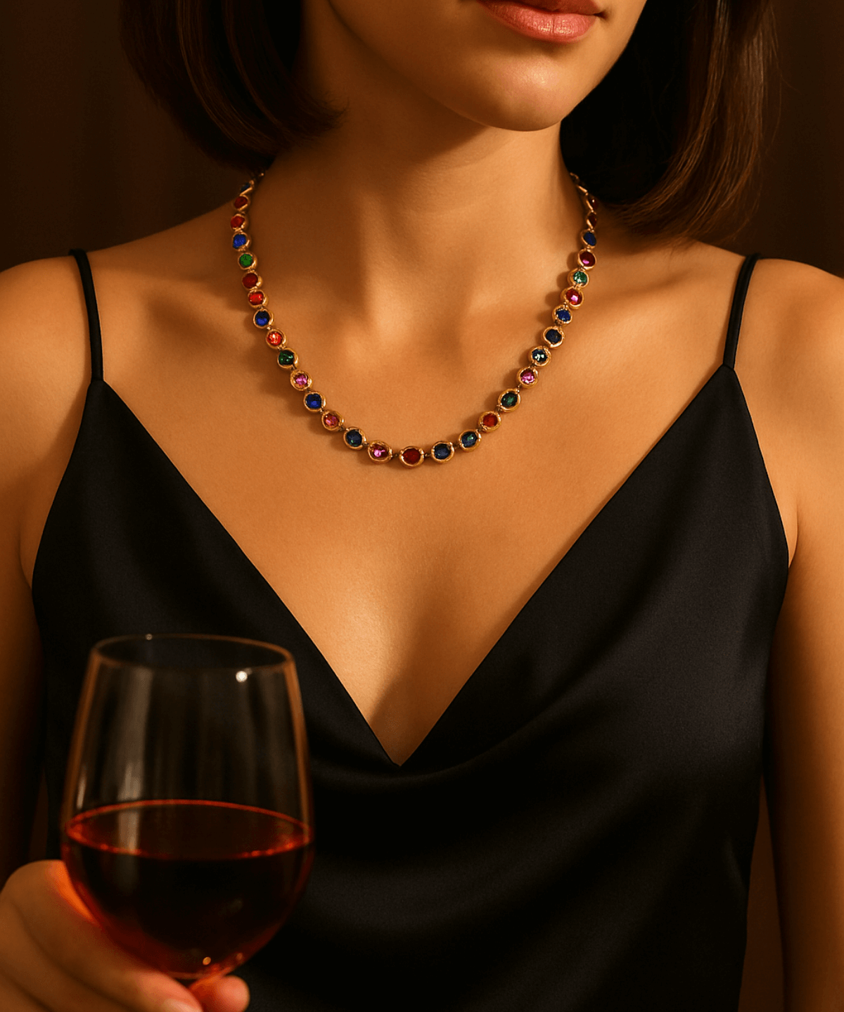18K Gold Chain Necklace with Gemstone, Best Trending Trendy Gold Chain Necklace with Gemstone Gift for Women, Lady, Mother, Wife, Mason & Madison Co.