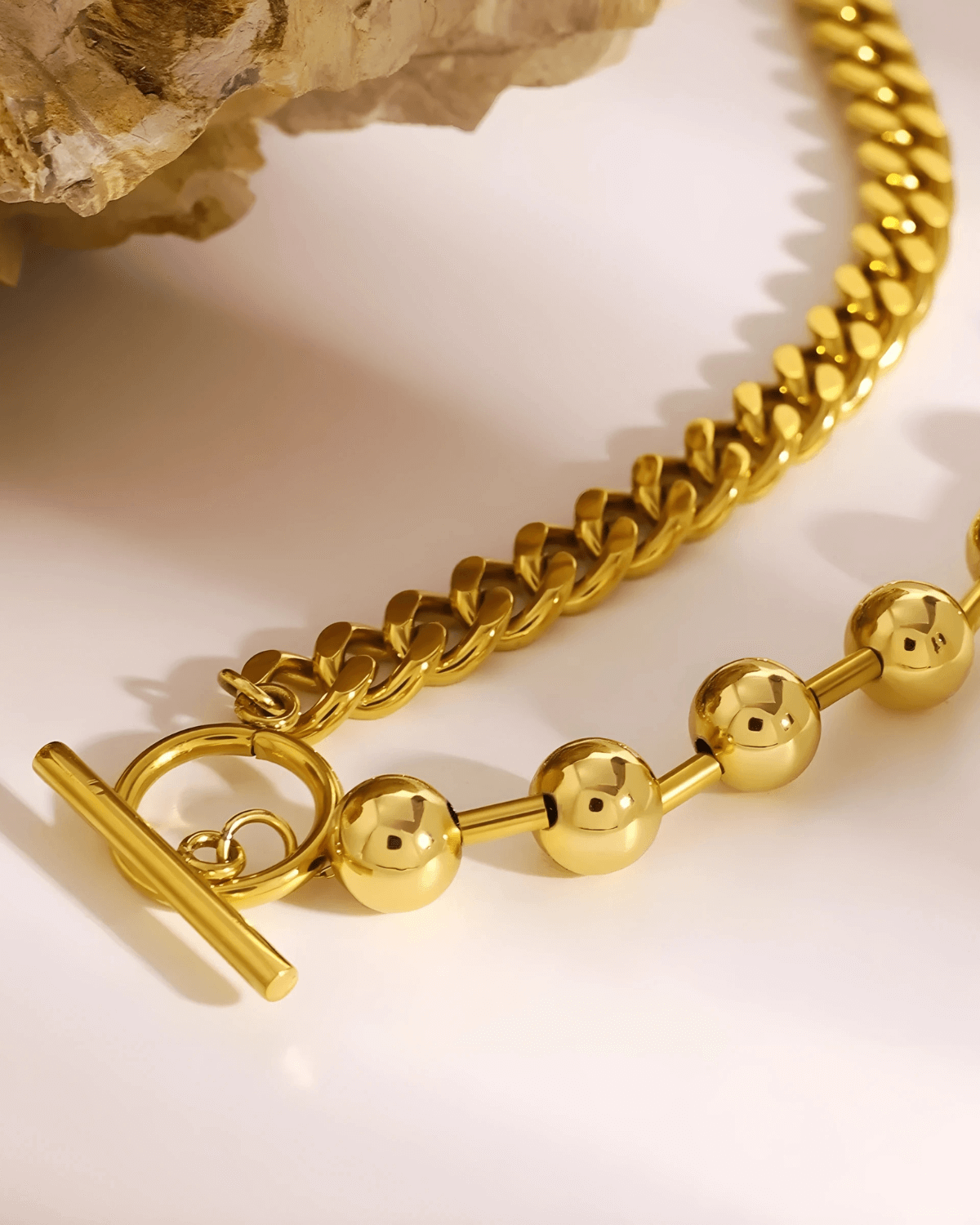 18K Gold Cuban Bead Chain Necklace Women’s Best Trending Gift for Lady Girl Mother Wife,Birthday Travel Vacation Bridal Wedding Party Daily Office Work School,Spring Summer Fall Winter Holiday Sale,Mason & Madison Co.