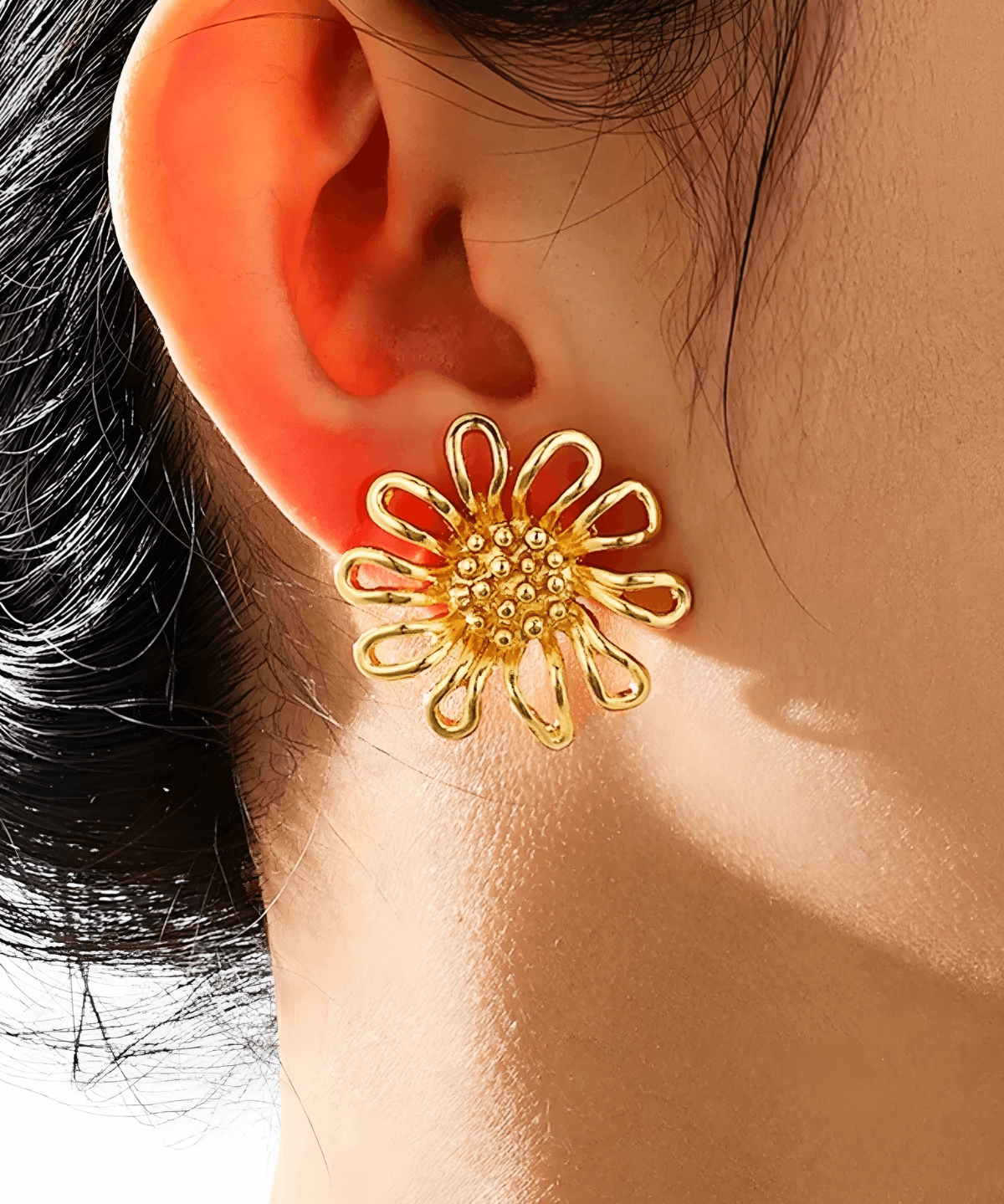 18K Gold Flower Stud Earrings Women’s Best Trending Gift for Lady Girl Mother Wife,Birthday Travel Vacation Bridal Wedding Party Daily Office Work School,Spring Summer Fall Winter Holiday Sale,Mason & Madison Co.