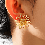 18K Gold Flower Stud Earrings Women’s Best Trending Gift for Lady Girl Mother Wife,Birthday Travel Vacation Bridal Wedding Party Daily Office Work School,Spring Summer Fall Winter Holiday Sale,Mason & Madison Co.