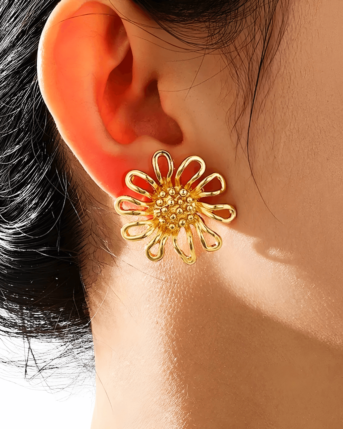 18K Gold Flower Stud Earrings Women’s Best Trending Gift for Lady Girl Mother Wife,Birthday Travel Vacation Bridal Wedding Party Daily Office Work School,Spring Summer Fall Winter Holiday Sale,Mason & Madison Co.
