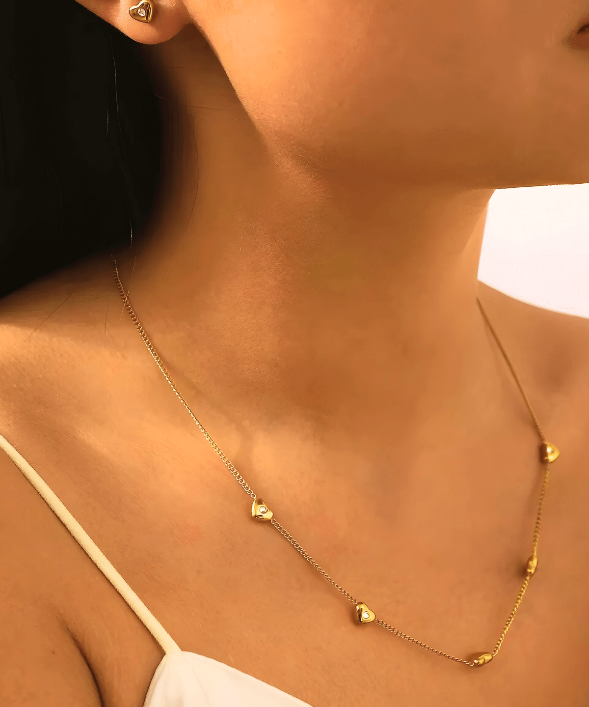 18K Gold Heart Chain Necklace Bracelet Earrings Bundle Set Women’s Best Trending Gift for Lady Girl Mother Wife,Birthday Travel Vacation Bridal Wedding Party Daily Office Work School,Spring Summer Fall Winter Holiday Sale,Mason & Madison Co.