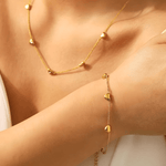 18K Gold Heart Chain Necklace Bracelet Earrings Bundle Set Women’s Best Trending Gift for Lady Girl Mother Wife,Birthday Travel Vacation Bridal Wedding Party Daily Office Work School,Spring Summer Fall Winter Holiday Sale,Mason & Madison Co.