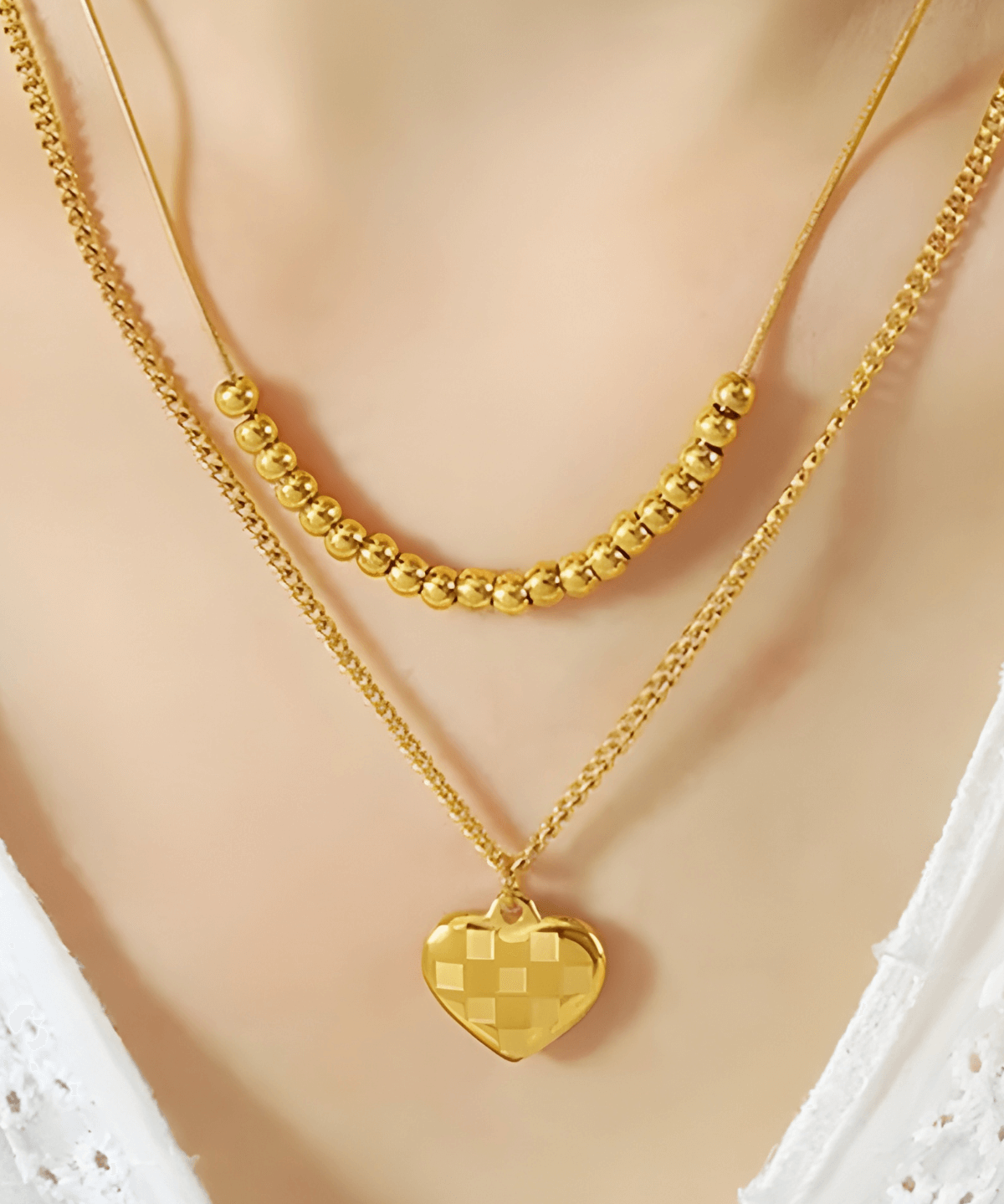 18K Gold Heart Layered Necklace Set Women’s Best Trending Gift for Lady Girl Mother Wife,Birthday Travel Vacation Bridal Wedding Party Daily Office Work School,Spring Summer Fall Winter Holiday Sale,Mason & Madison Co.