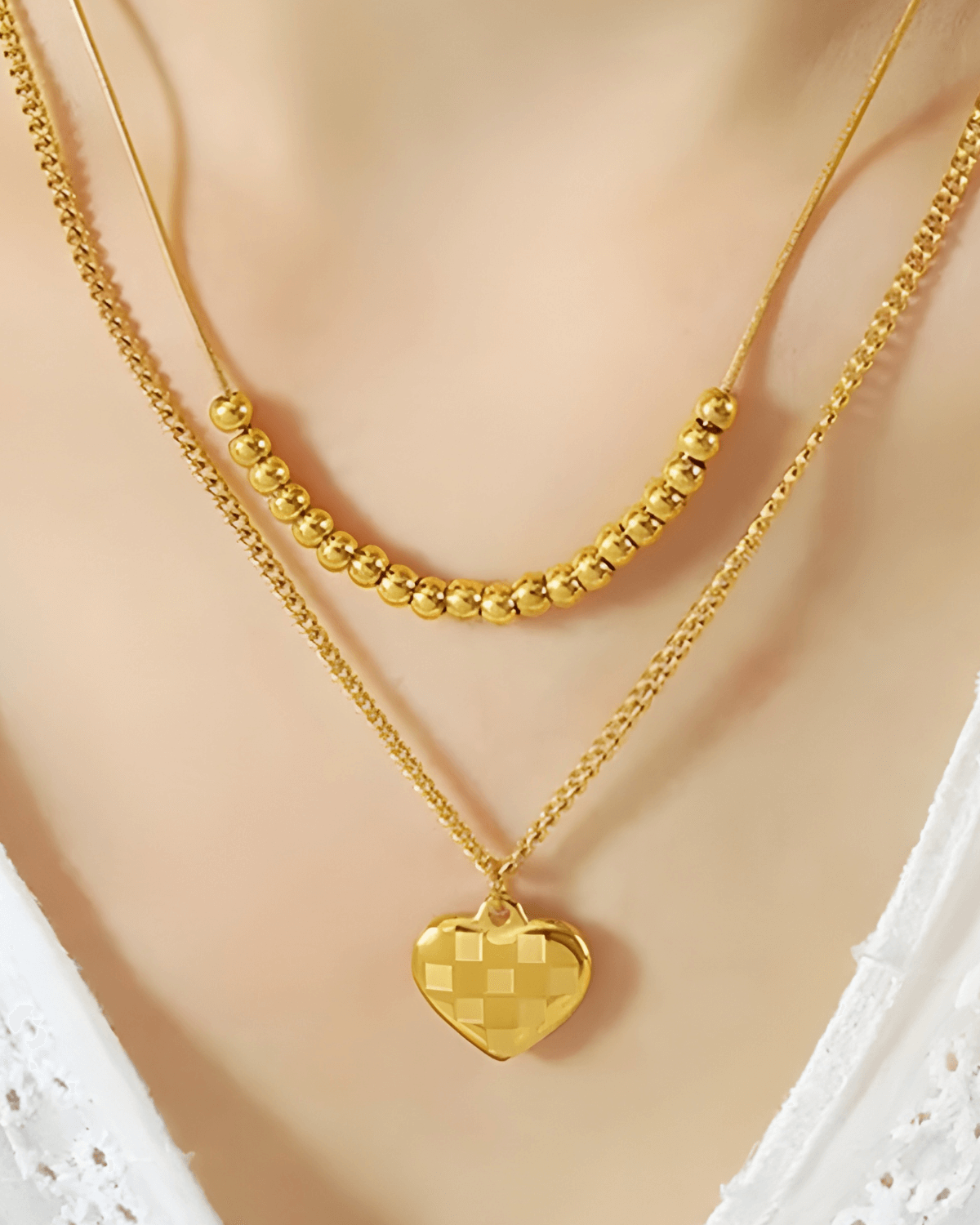 18K Gold Heart Layered Necklace Set Women’s Best Trending Gift for Lady Girl Mother Wife,Birthday Travel Vacation Bridal Wedding Party Daily Office Work School,Spring Summer Fall Winter Holiday Sale,Mason & Madison Co.