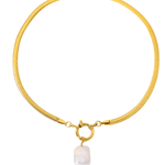 18K Gold Herringbone Chain Necklace with Pearl Pendant Women’s Best Trending Gift for Lady Girl Mother Wife,Birthday Travel Vacation Bridal Wedding Party Daily Office Work School,Spring Summer Fall Winter Holiday Sale,Mason & Madison Co.