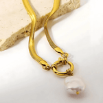 18K Gold Herringbone Chain Necklace with Pearl Pendant Women’s Best Trending Gift for Lady Girl Mother Wife,Birthday Travel Vacation Bridal Wedding Party Daily Office Work School,Spring Summer Fall Winter Holiday Sale,Mason & Madison Co.