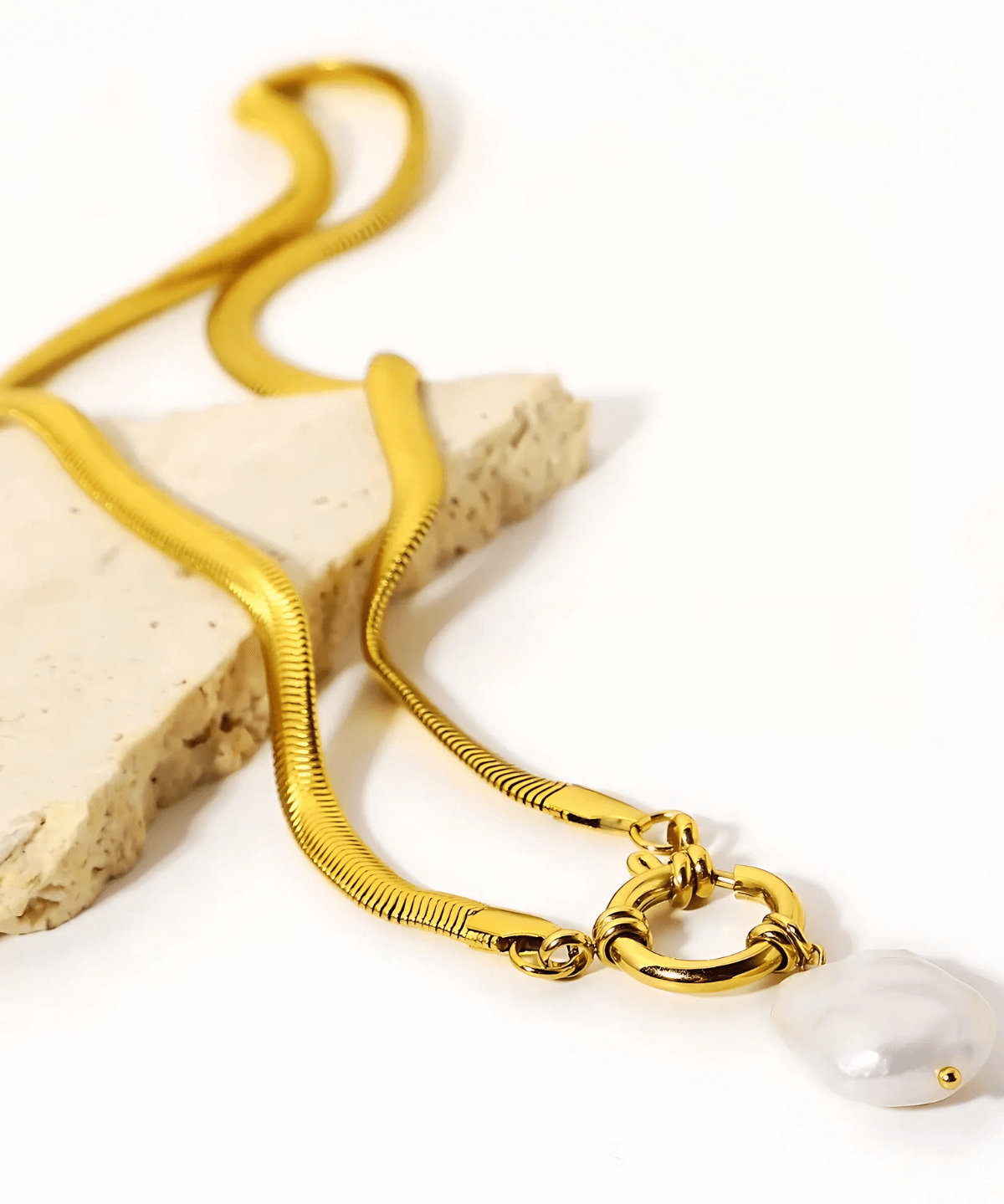 18K Gold Herringbone Chain Necklace with Pearl Pendant Women’s Best Trending Gift for Lady Girl Mother Wife,Birthday Travel Vacation Bridal Wedding Party Daily Office Work School,Spring Summer Fall Winter Holiday Sale,Mason & Madison Co.