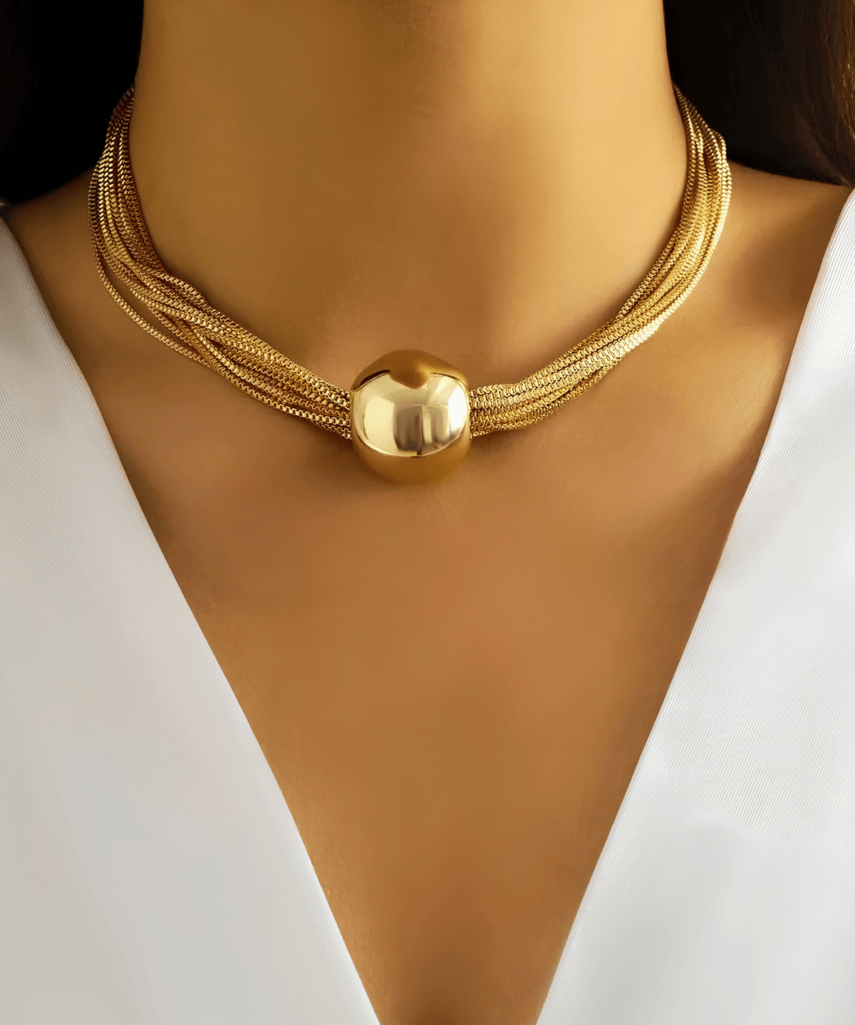 18K Gold Multi Layered Pendant Necklace - Women's Tarnish-Free, Waterproof, Hypoallergenic, Sustainable, High Quality