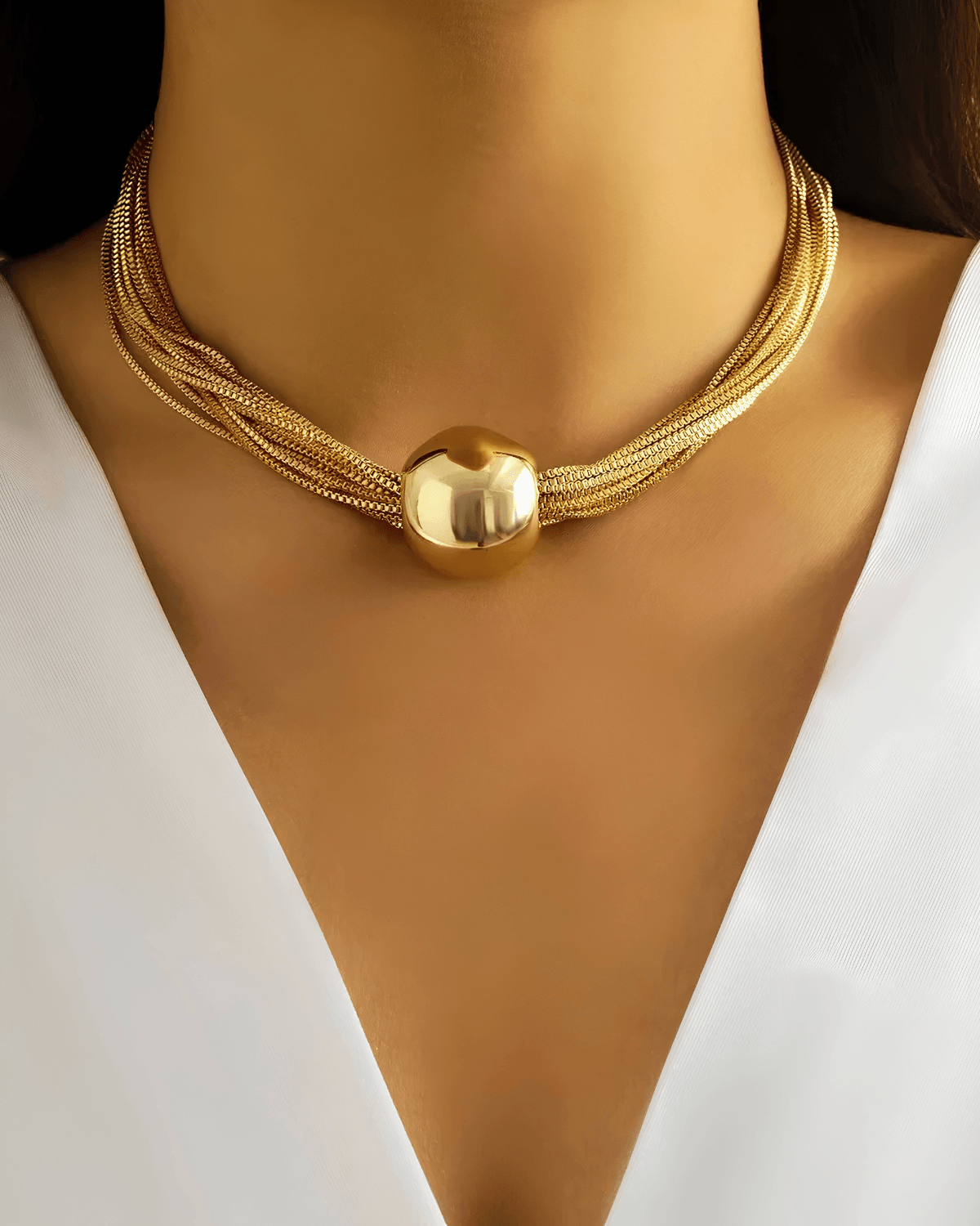 18K Gold Multi Layered Pendant Necklace - Women's Tarnish-Free, Waterproof, Hypoallergenic, Sustainable, High Quality