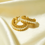 18K Gold Pearl Hoop Earrings, Mason & Madison 