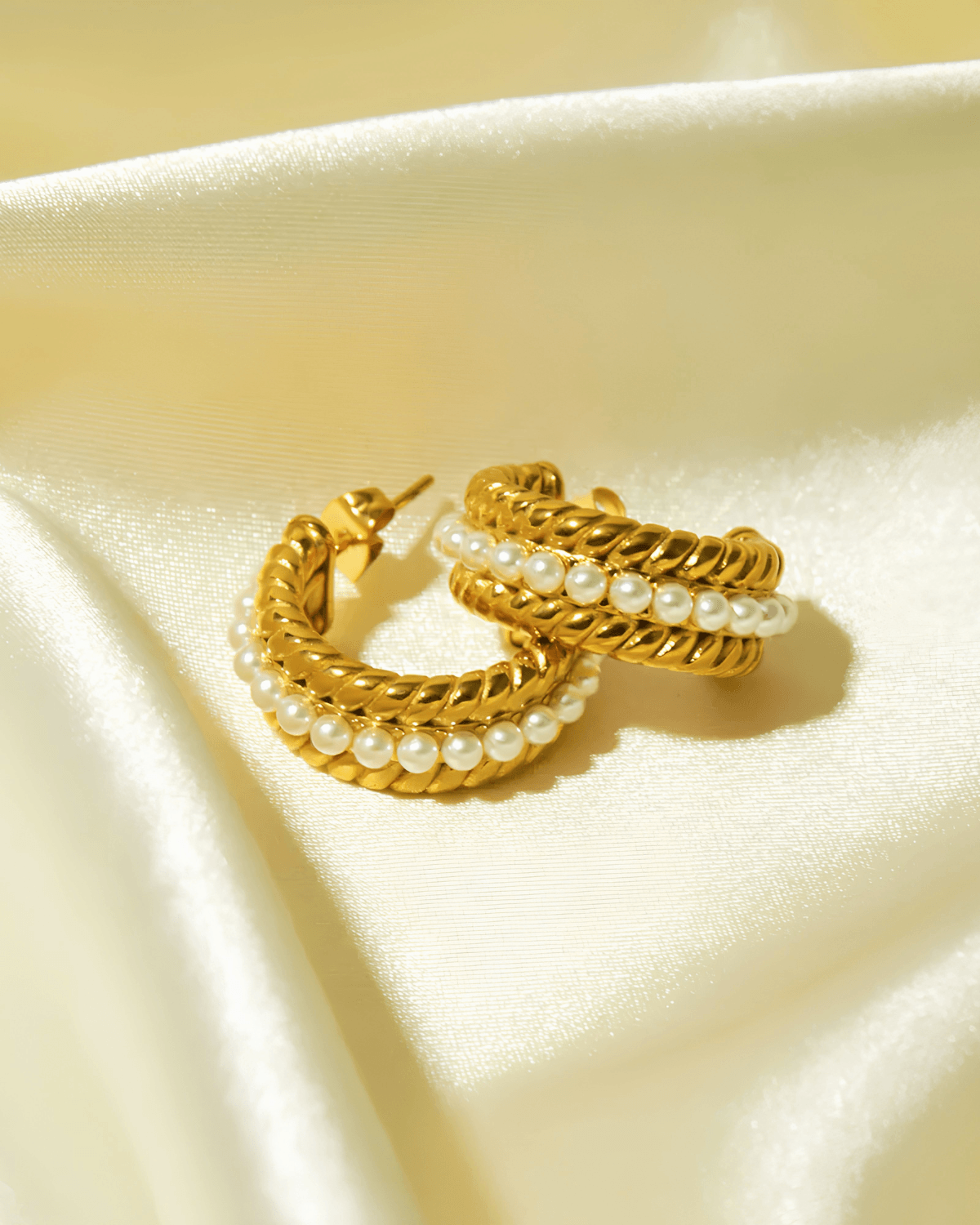 18K Gold Pearl Hoop Earrings, Mason & Madison 