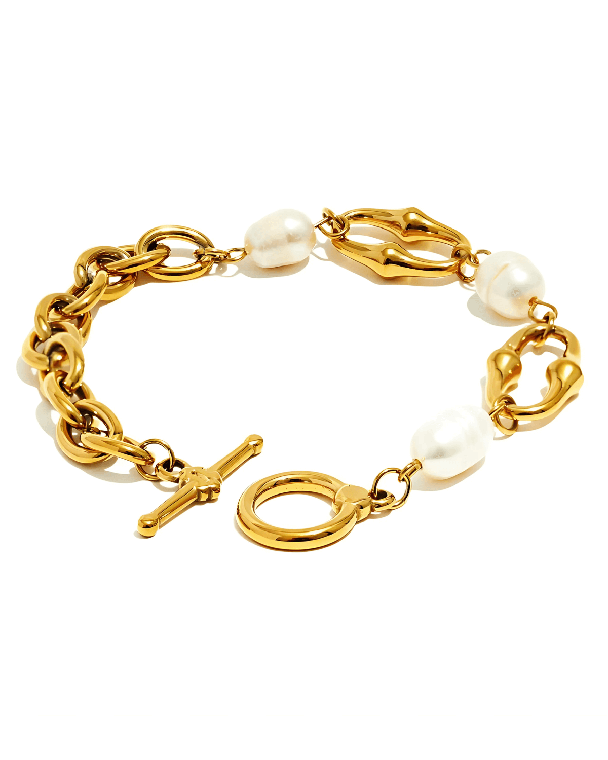 18K Pearl Gold Chain Bracelet Women’s Best Trending Gift for Lady Girl Mother Wife,Birthday Travel Vacation Bridal Wedding Party Daily Office Work School,Spring Summer Fall Winter Holiday Sale,Mason & Madison Co.