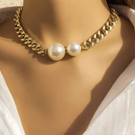 18K Pearl Gold Chain Necklace 18k Women's | Tarnish-Free, Waterproof, Hypoallergenic, Sustainable, High Quality