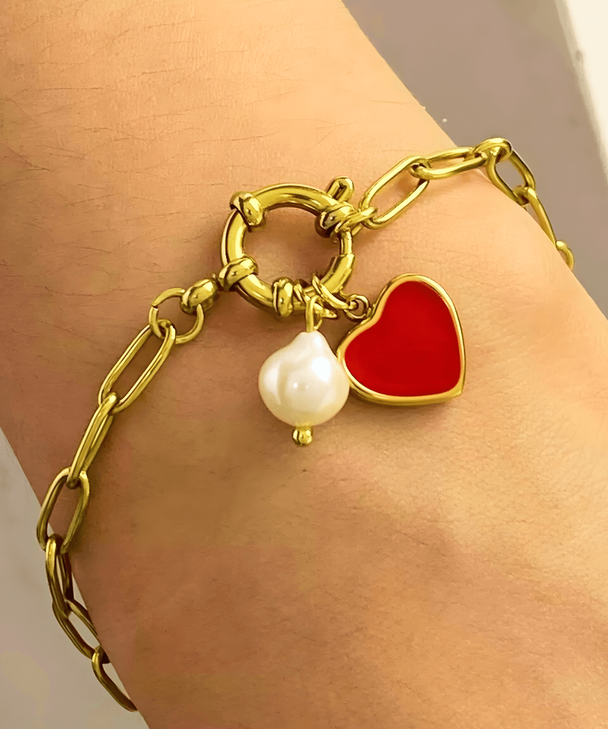 18K Pearl Gold Charm Bracelet Women’s Best Trending Gift for Lady Girl Mother Wife,Birthday Travel Vacation Bridal Wedding Party Daily Office Work School,Spring Summer Fall Winter Holiday Sale,Mason & Madison Co.